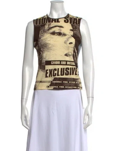 Pre-owned Miaou Graphic Print Crew Neck Top In Multicolor