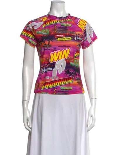 Pre-owned Miaou Graphic Print Crew Neck Top In Multicolor