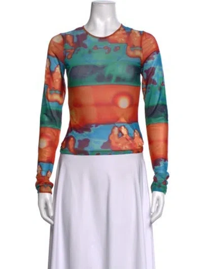 Pre-owned Miaou Graphic Print Crew Neck Top In Multicolor