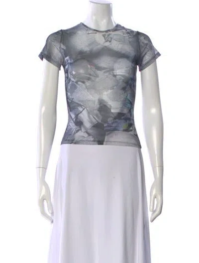Pre-owned Miaou Graphic Print Crew Neck Top In Neutral
