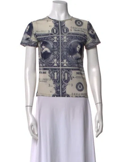 Pre-owned Miaou Graphic Print Crew Neck Top In Neutrals
