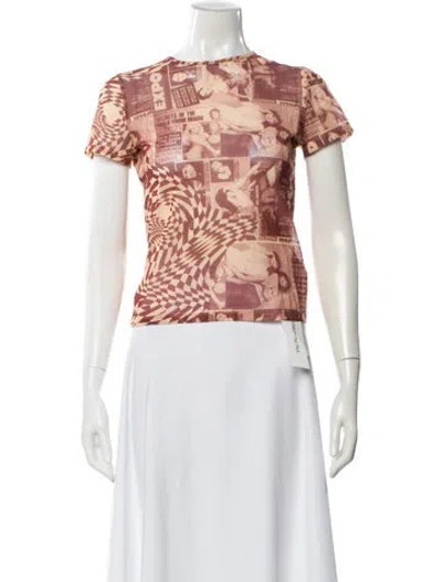 Pre-owned Miaou Graphic Print Crew Neck Top In Orange