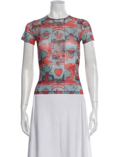 Pre-owned Miaou Graphic Print Crew Neck Top In Red