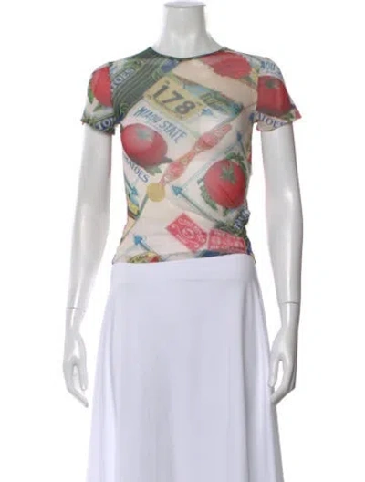 Pre-owned Miaou Graphic Print Crew Neck Top In Red