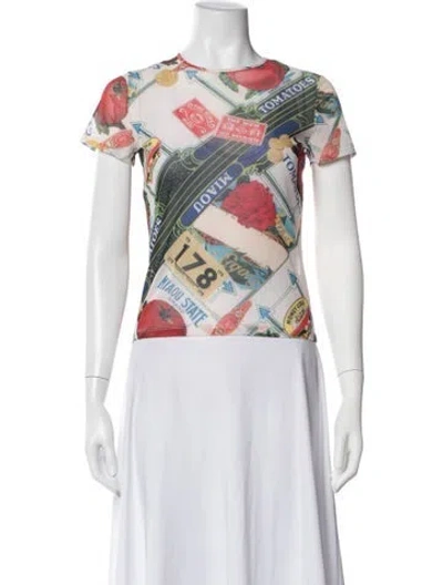 Pre-owned Miaou Graphic Print Crew Neck Top In Red