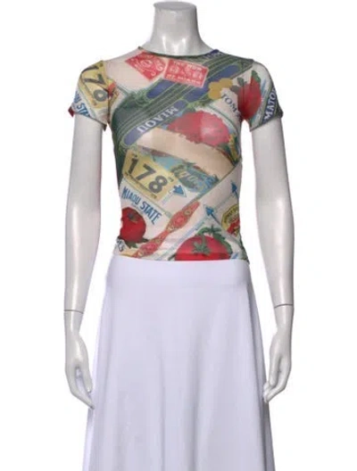 Pre-owned Miaou Graphic Print Crew Neck Top In Red
