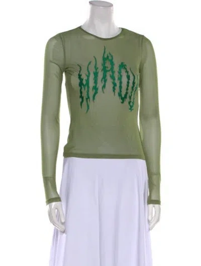 Pre-owned Miaou Graphic Print Crew Neck Top W/ Tags In Green