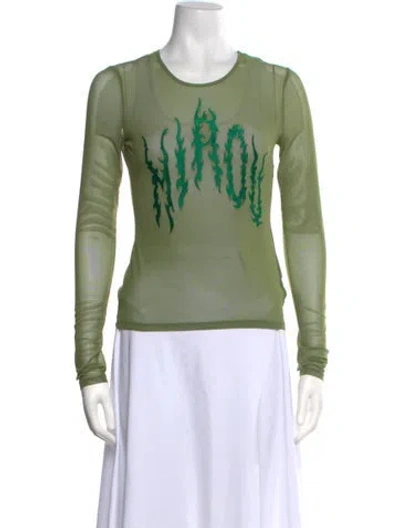 Pre-owned Miaou Graphic Print Crew Neck Top W/ Tags In Green