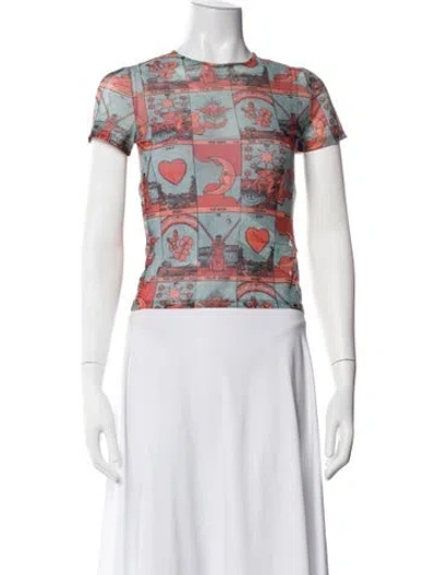 Pre-owned Miaou Graphic Print Crew Neck Top W/ Tags In White