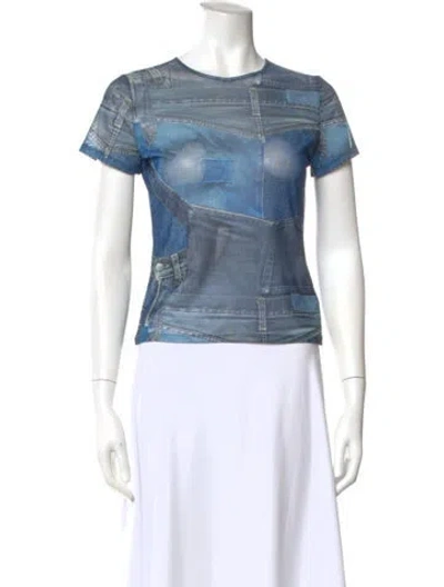 Pre-owned Miaou Graphic Print Crew Neck T-shirt In Blue