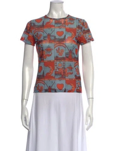 Pre-owned Miaou Graphic Print Crew Neck T-shirt In Blue