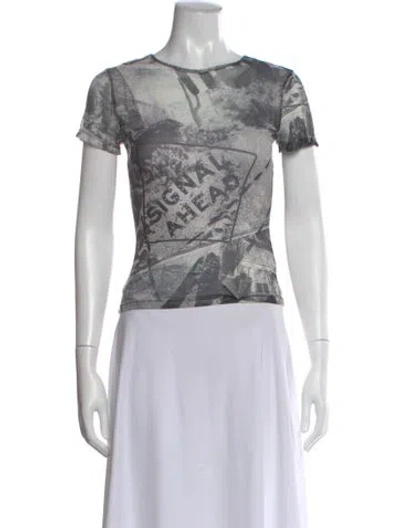 Pre-owned Miaou Graphic Print Crew Neck T-shirt In Gray