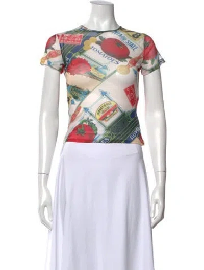 Pre-owned Miaou Graphic Print Crew Neck T-shirt In Neutrals