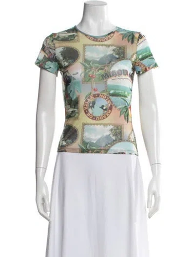 Pre-owned Miaou Graphic Print Crew Neck T-shirt In Neutrals