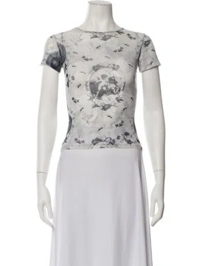 Pre-owned Miaou Graphic Print Crew Neck T-shirt In Neutrals