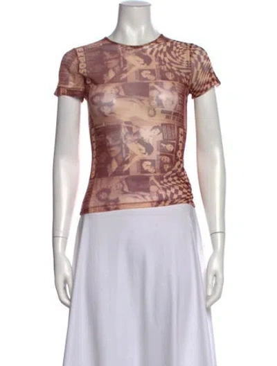 Pre-owned Miaou Graphic Print Crew Neck T-shirt In Neutrals