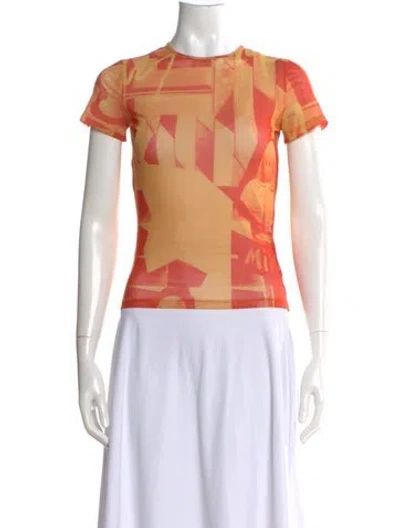 Pre-owned Miaou Graphic Print Crew Neck T-shirt In Orange