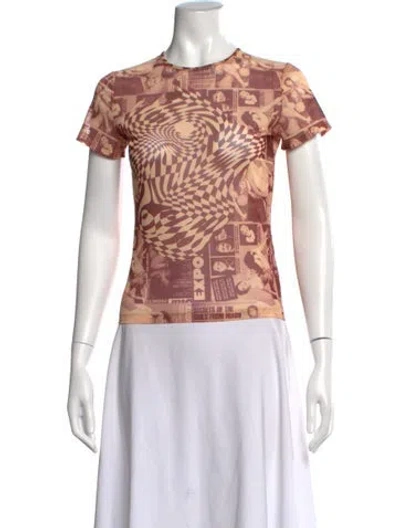 Pre-owned Miaou Graphic Print Crew Neck T-shirt In Orange