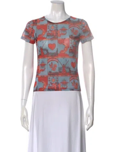 Pre-owned Miaou Graphic Print Crew Neck T-shirt In Red