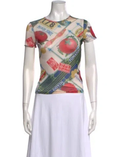Pre-owned Miaou Graphic Print Crew Neck T-shirt In Red