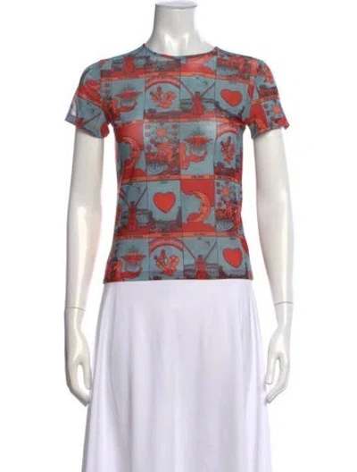 Pre-owned Miaou Graphic Print Crew Neck T-shirt In Red