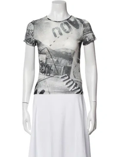 Pre-owned Miaou Graphic Print Crew Neck T-shirt In Silver