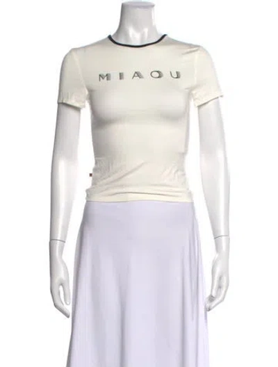 Pre-owned Miaou Graphic Print Crew Neck T-shirt W/ Tags In White