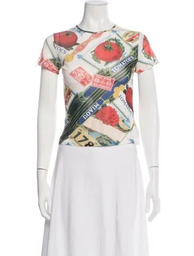 Pre-owned Miaou Graphic Print Crew Neck T-shirt W/ Tags In White