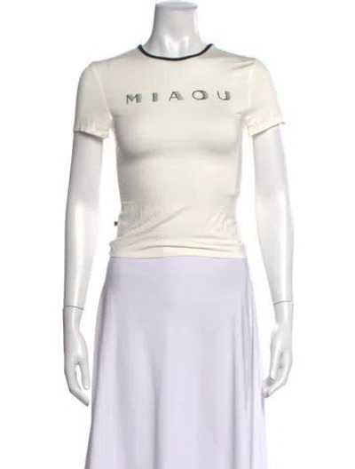 Pre-owned Miaou Graphic Print Crew Neck T-shirt W/ Tags In White