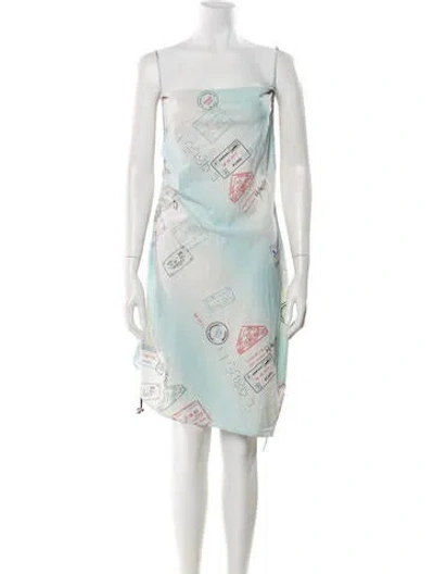 Pre-owned Miaou Graphic Print Knee-length Dress In Blue/green