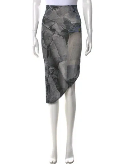 Pre-owned Miaou Graphic Print Midi Length Skirt In Silver