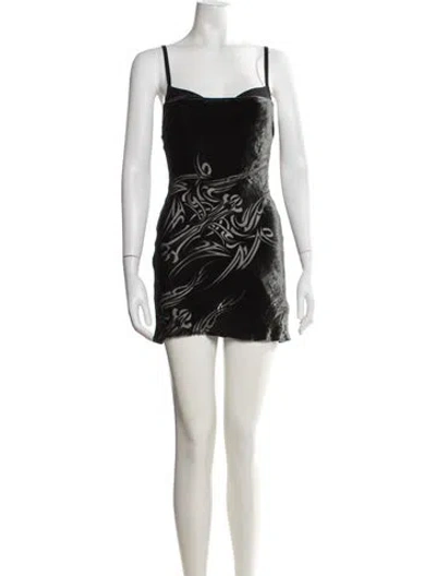 Pre-owned Miaou Graphic Print Mini Dress In Black