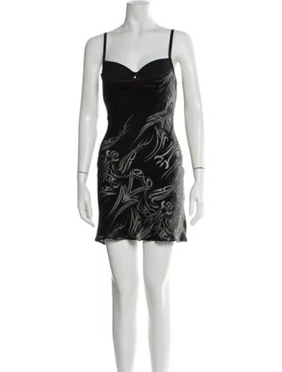 Pre-owned Miaou Graphic Print Mini Dress In Black