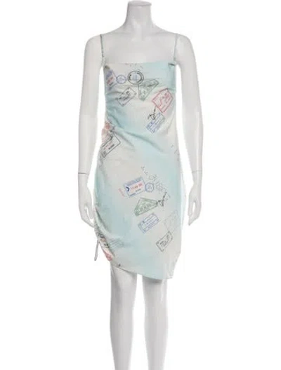 Pre-owned Miaou Graphic Print Mini Dress In Blue