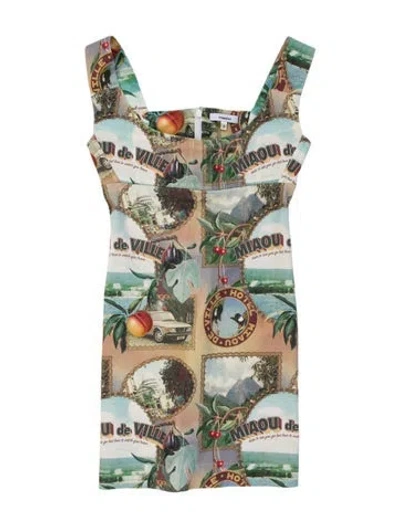 Pre-owned Miaou Graphic Print Mini Dress In Green