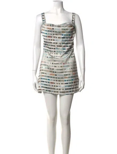 Pre-owned Miaou Graphic Print Mini Dress In Grey