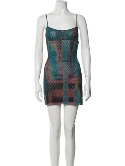 Pre-owned Miaou Graphic Print Mini Dress In Multicolor