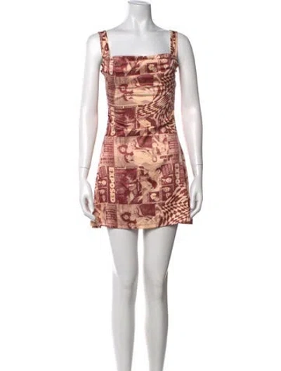 Pre-owned Miaou Graphic Print Mini Dress In Neutral