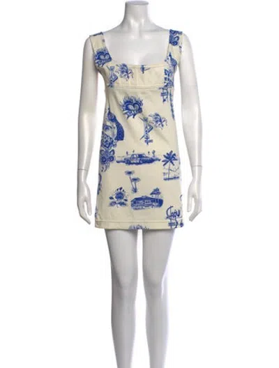 Pre-owned Miaou Graphic Print Mini Dress In Neutrals
