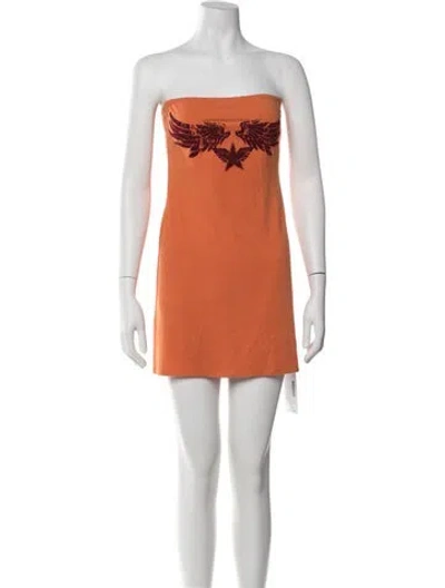 Pre-owned Miaou Graphic Print Mini Dress In Orange