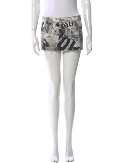 Pre-owned Miaou Graphic Print Mini Skirt In Brown