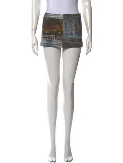 Pre-owned Miaou Graphic Print Mini Skirt In Orange