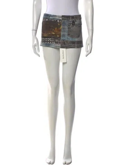 Pre-owned Miaou Graphic Print Mini Skirt In Orange