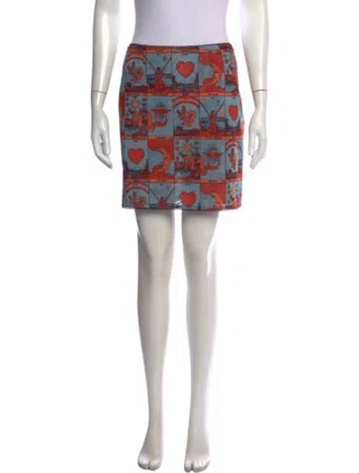Pre-owned Miaou Graphic Print Mini Skirt In Red