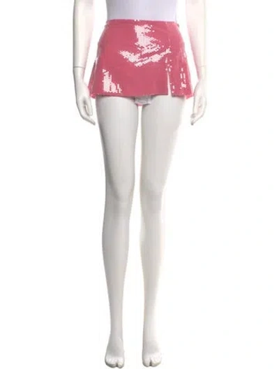 Pre-owned Miaou Graphic Print Mini Skirt W/ Tags In Red