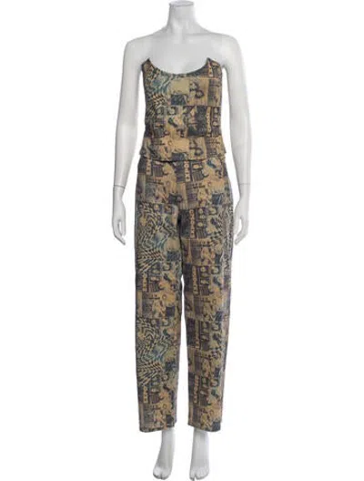 Pre-owned Miaou Graphic Print Pant Set In Brown
