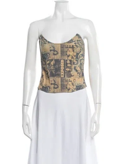 Pre-owned Miaou Graphic Print Scoop Neck Top In White