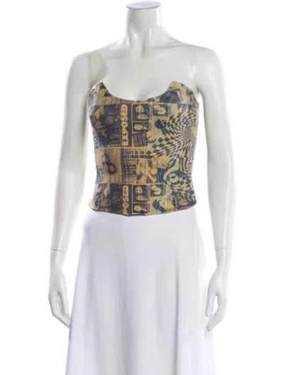 Pre-owned Miaou Graphic Print Scoop Neck Top In Yellow