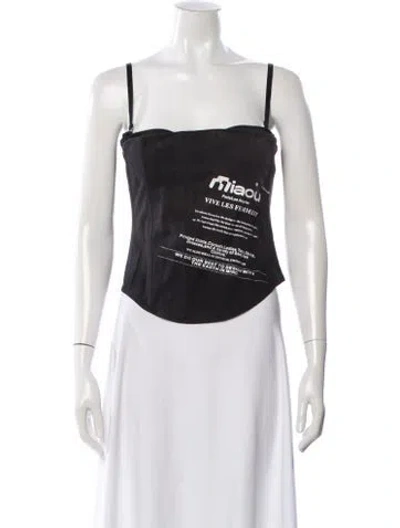 Pre-owned Miaou Graphic Print Square Neckline Crop Top In Gray