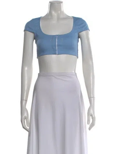 Pre-owned Miaou Graphic Print Square Neckline Crop Top W/ Tags In Black